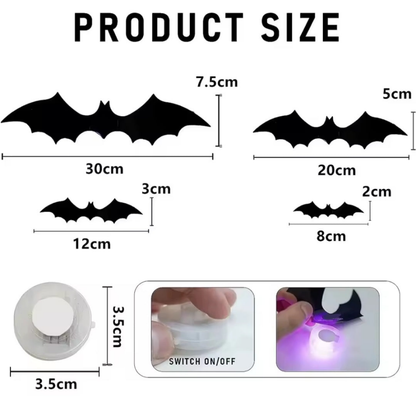 Dekoracyjne nietoperze led na halloween 24szt